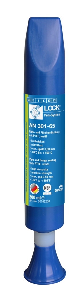 WEICONLOCK® AN 301-65 파이프 및 플랜지 씰링제 | PTFE, 중간 강도, 음용수 승인 획득