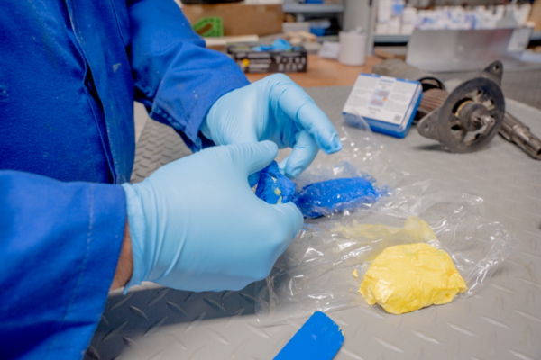 gloves, blue, work, glove handling, protective