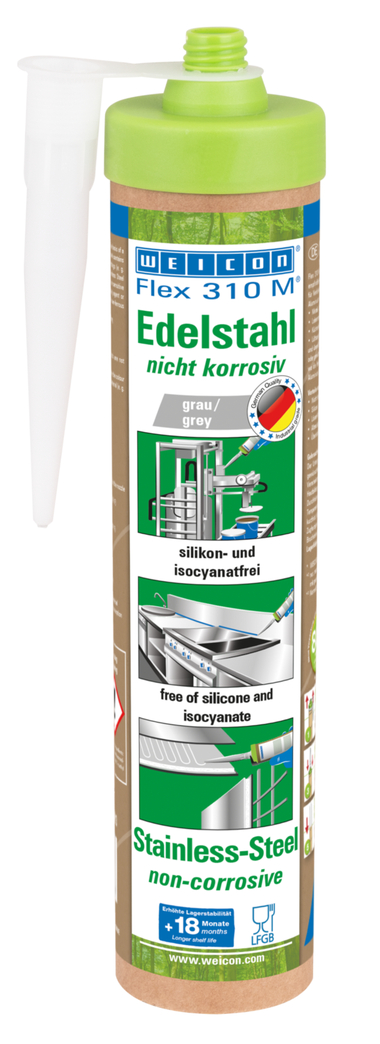 Flex 310 M® 스테인리스 스틸 | 높은 초기 강도와 메탈릭한 외관을 갖춘 MS-Polymer 기반의 접착제 및 실란트