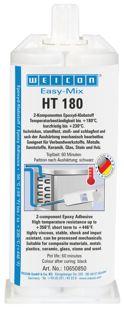 웨이콘 이지-믹스 HT 180 에폭시 접착제 ( WEICON Easy-Mix HT 180 Epoxy Adhesive) | 최대 180 °C까지 견디는 에폭시 접착제 고온 내성