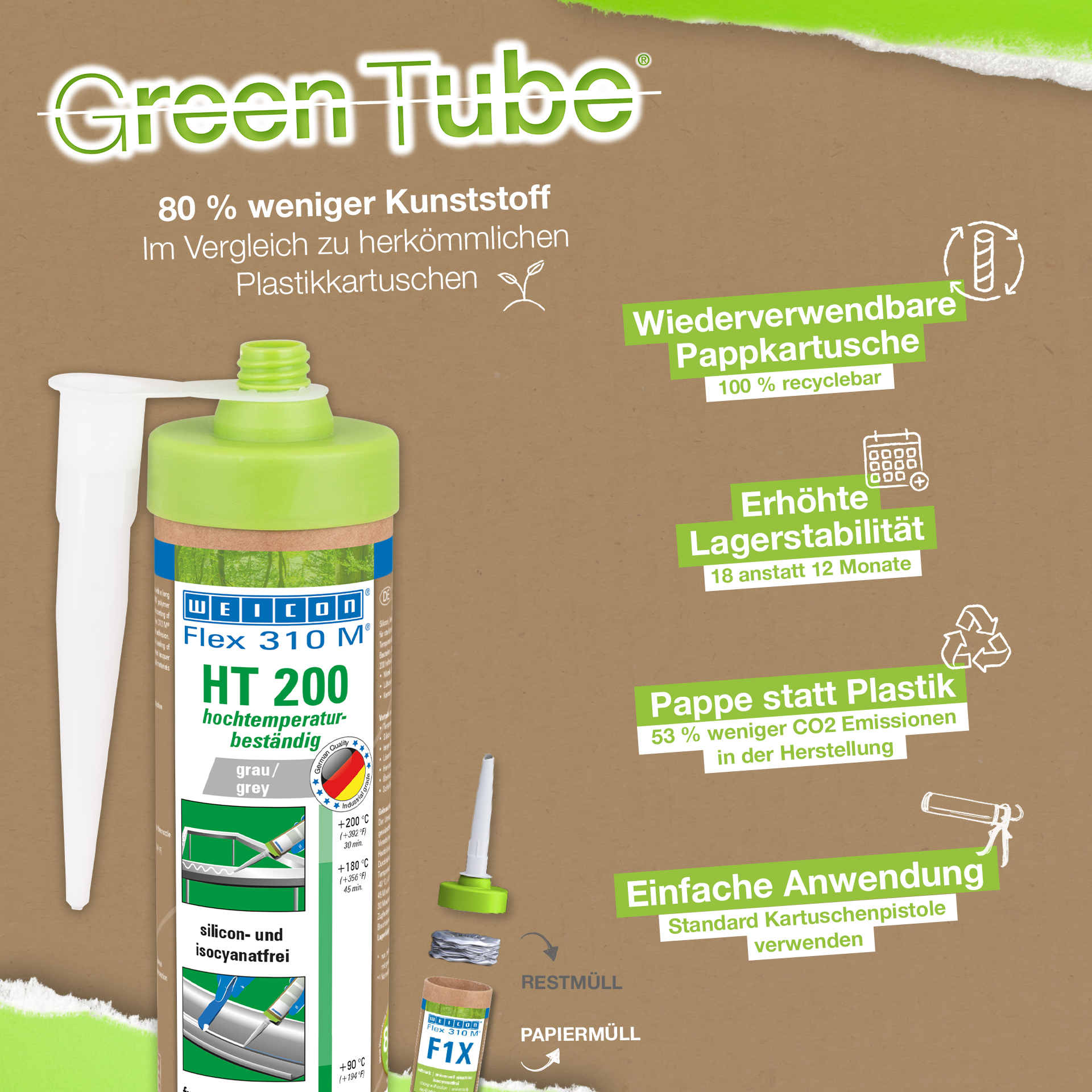 Flex 310 M® HT 200 MS-폴리머 | 초기 강도가 높은 접착제 및 실란트, MS-폴리머 기반, 최대 200 C 내열성