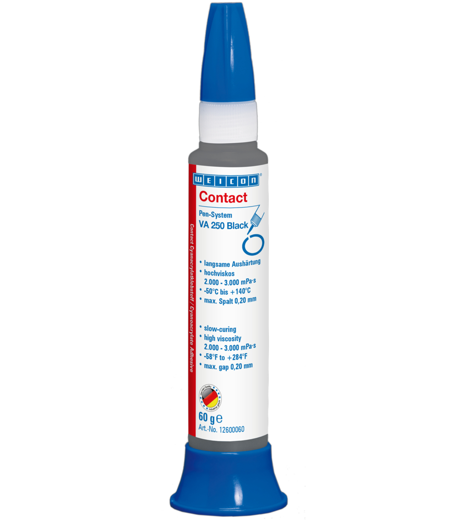 VA 250 블랙 순간접착제 | 고점도, 고무 충진형 순간접착제
