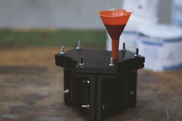 funnel, tooling, black base, orange funnel, machining accessory