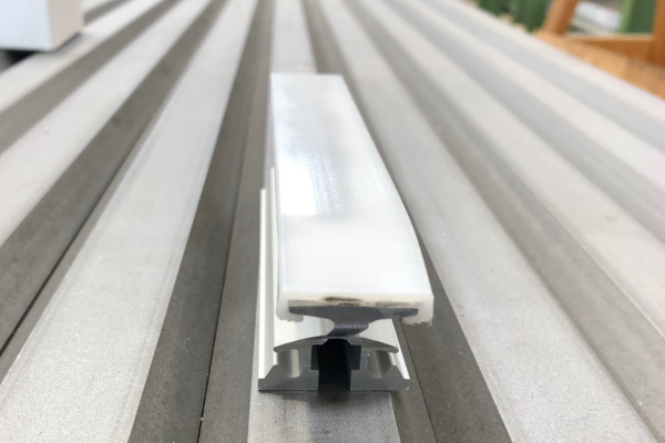 aluminum extrusion, slotted rail, metal track, linear rail, upward-facing end cap