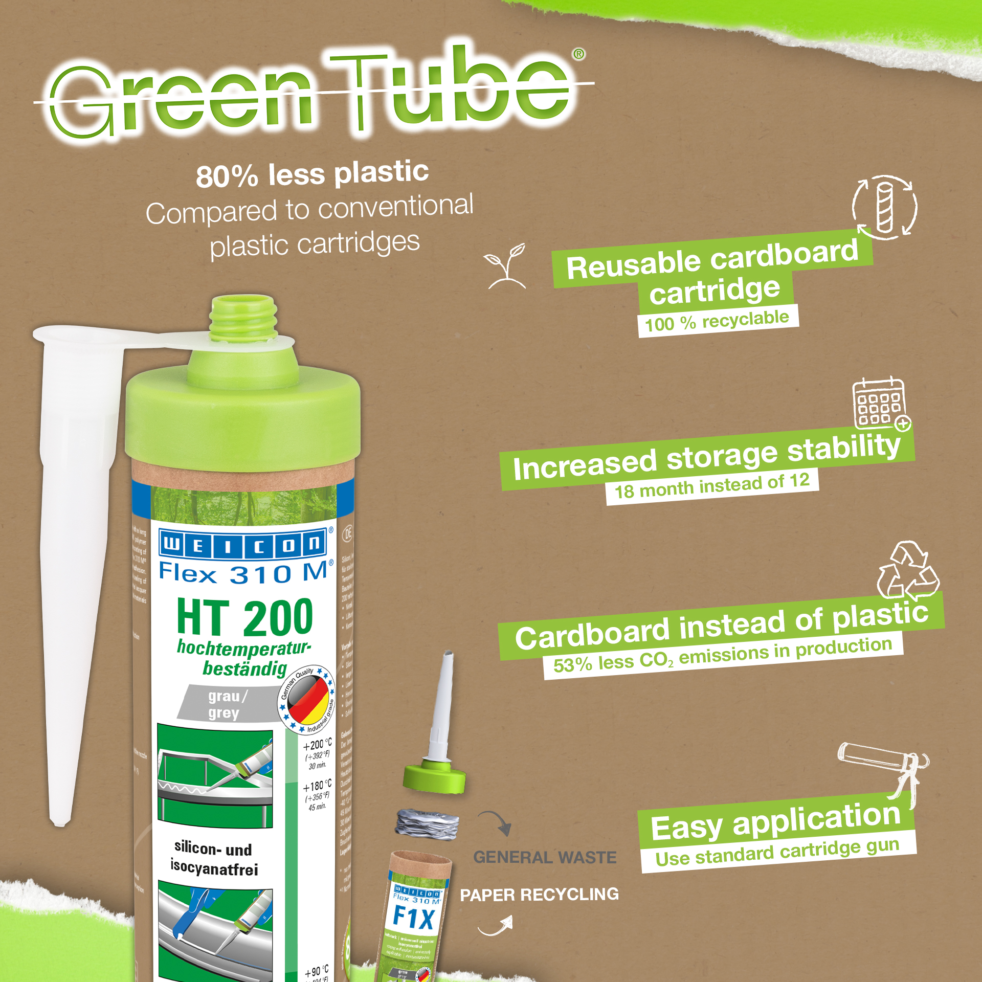 Flex 310 M® HT 200 MS-폴리머 | 초기 강도가 높은 접착제 및 실란트, MS-폴리머 기반, 최대 200 C 내열성